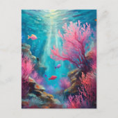 Coral Reef Abstrakt Ocean Moderne Kunst Postkarte (Vorderseite)