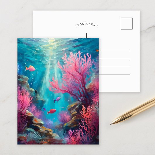 Coral Reef Abstrakt Ocean Moderne Kunst Postkarte