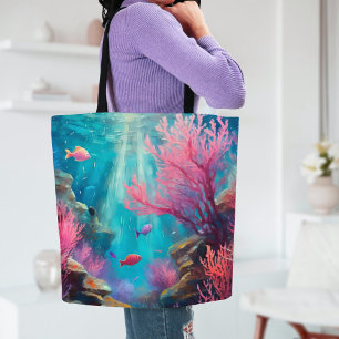 Coral Reef Abstrakt Ocean Moderne Kunst Tasche