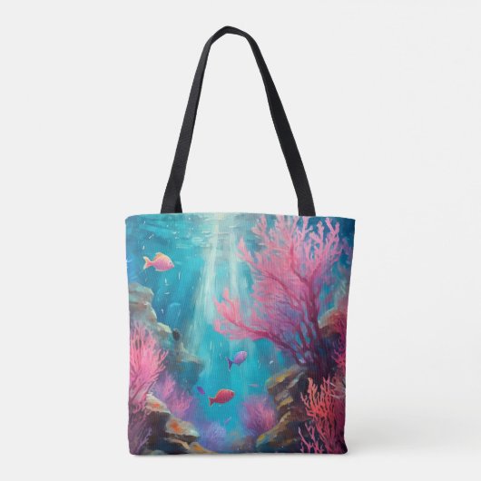 Coral Reef Abstrakt Ocean Moderne Kunst Tasche (Rückseite)