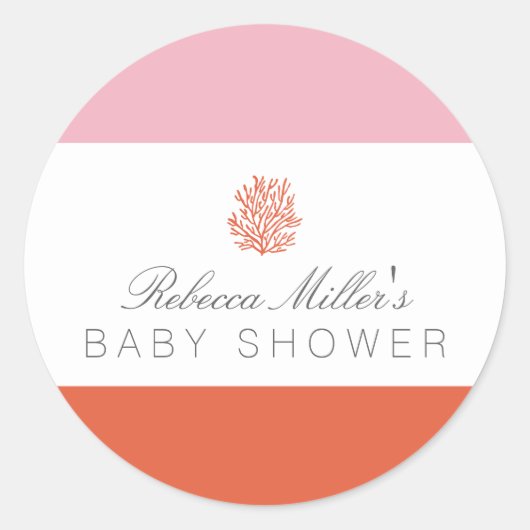 Coral Reef Baby Dusche Runder Aufkleber (Vorderseite)