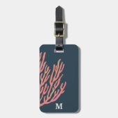 Coral Reef Blue Personalisiert Monogram Gepäckmark Gepäckanhänger (Vorderseite vertikal)