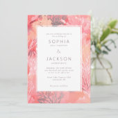 Coral Reef Blush Vibranding Wedding Einladung (Stehend Vorderseite)