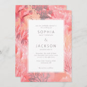 Coral Reef Blush Vibranding Wedding Einladung (Vorne/Hinten)