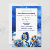 Coral reef chic blue gold butterfly fish beach einladung (Vorderseite)