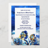Coral reef chic blue gold butterfly fish beach einladung (Vorne/Hinten)
