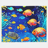Coral Reef Fish Art Fleecedecke (Vorderseite (Horizontal))