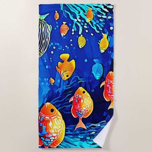 Coral Reef Fish Art Strandtuch (Vorderseite)