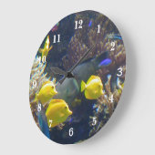 Coral Reef Fish Große Wanduhr (Winkel)