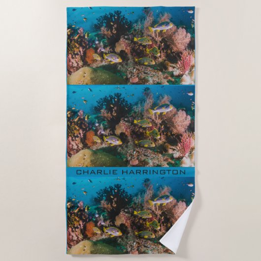 Coral Reef individuelle Name Strandtuch (Vorderseite)
