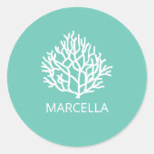 Coral Reef Individuelle Name Summer Beach Runder Aufkleber (Vorderseite)