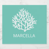 Coral Reef Individuelle Name Summer Beach Schaumweinetikett (Einzelnes Label)