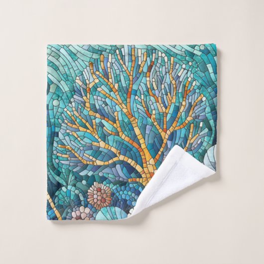 Coral Reef Mosaik Art Badhandtuch Set (Waschlappen)