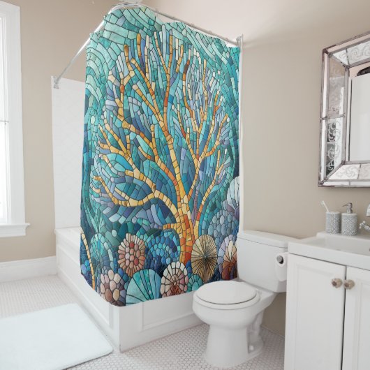 Coral Reef Mosaik Art Duschvorhang (Beispiel)