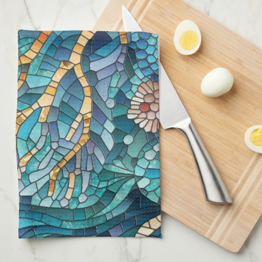 Coral Reef Mosaik Art Geschirrtuch (Viertel Falte)