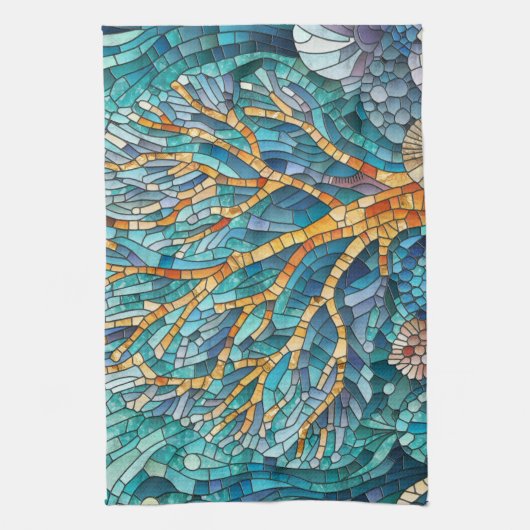 Coral Reef Mosaik Art Geschirrtuch (Vertikal)