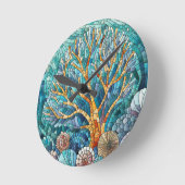 Coral Reef Mosaik Art Runde Wanduhr (Winkel)