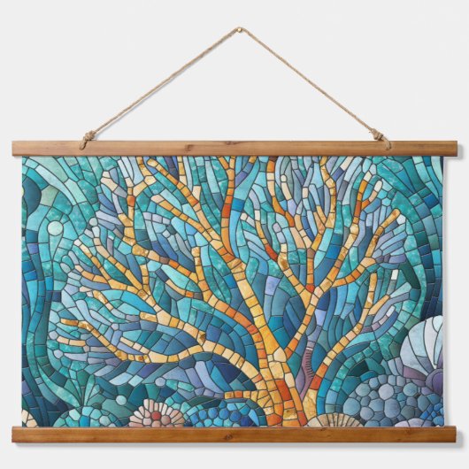 Coral Reef Mosaik Art Wandteppich Mit Holzrahmen (Vorne)