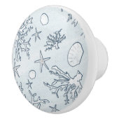 Coral Reef & Muscheln Beach Blue Gray Keramikknauf (Rechts)