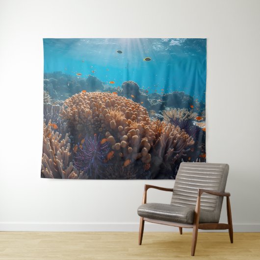 Coral Reef Ocean Tapestry Wandteppich (Beispiel (Horizontal))