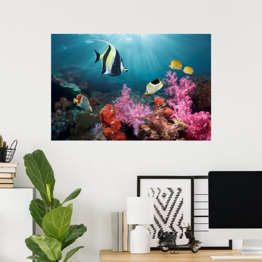 Coral Reef Scenery Moorish Idol Poster (Heimbüro)