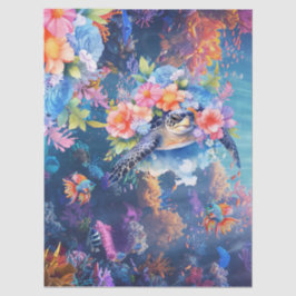 Coral Reef, Sea Turtle & Fish Decoupage Seidenpapier