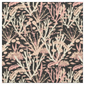 Coral Reef Seabed Pattern auf Schwarz Stoff (Nahaufnahme)