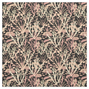 Coral Reef Seabed Pattern auf Schwarz Stoff