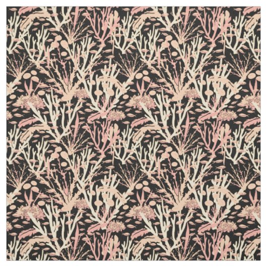 Coral Reef Seabed Pattern auf Schwarz Stoff (Muster)
