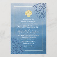 Coral Reef Seashell Beach Einladungen für Hochzeit