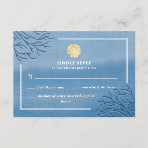 Coral Reef Seashell Beach Wedding RSVP Cards Karte