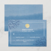 Coral Reef Seashell Beach Wedding RSVP Cards Karte (Vorne/Hinten)