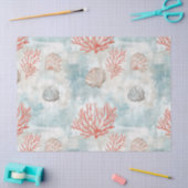Coral Reef Seashells & Aqua Waves Pattern (7) Seidenpapier (Basteln)