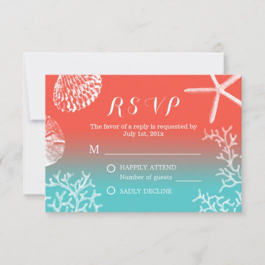 Coral Reef Starfish Beach Hochzeitungs-UAWG RSVP Karte (Vorderseite)