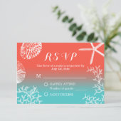 Coral Reef Starfish Beach Hochzeitungs-UAWG RSVP Karte (Stehend Vorderseite)