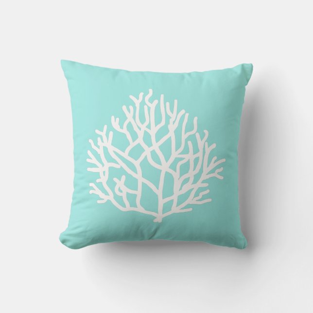 Coral Reef Strandfarben Throw Kissen (Vorderseite)