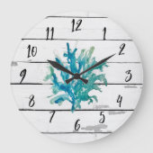 Coral Reef Türkis Beach Deco Rustc Shiplap Große Wanduhr (Vorderseite)