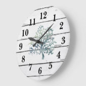 Coral Reef Türkis Beach Deco Rustc Shiplap Große Wanduhr (Winkel)