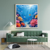 Coral Reef Under the Sea Ocean Painting Poster