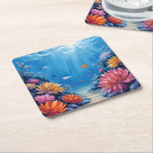 Coral Reef Under the Sea Ocean Painting Rechteckiger Pappuntersetzer (angewinkelt)