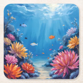 Coral Reef Under the Sea Ocean Painting Rechteckiger Pappuntersetzer (Vorderseite)