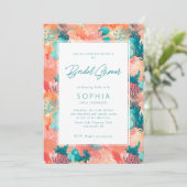 Coral Reef Vibrant Brautparty Einladung (Stehend Vorderseite)