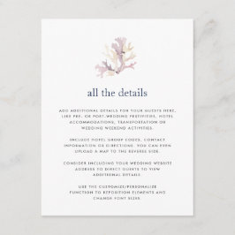 Coral Reef Wedding Guest Details Card Begleitkarte