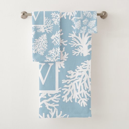 Coral Reefs Sommer Küstenstrandmonogramm Außenbere Badhandtuch Set (Insitu)