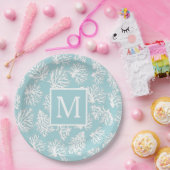 Coral Reefs Sommer Küstenstrandmonogramm Außenbere Pappteller (Party)