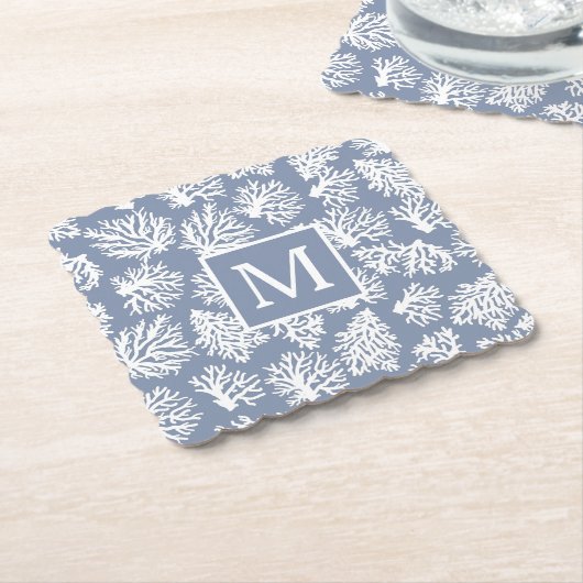 Coral Reefs Sommer Küstenstrandmonogramm Außenbere Untersetzer (angewinkelt)