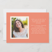 Coral Retro Einfachheit Foto Abschluss Ankündigung (Rückseite)