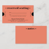 Coral Retro reserviert Sitzgelegenheit Terminkarte (Vorne/Hinten)