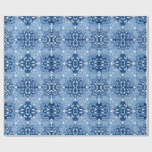 Coral Rococo in Blue Indigo Geschenkpapier (Flach)