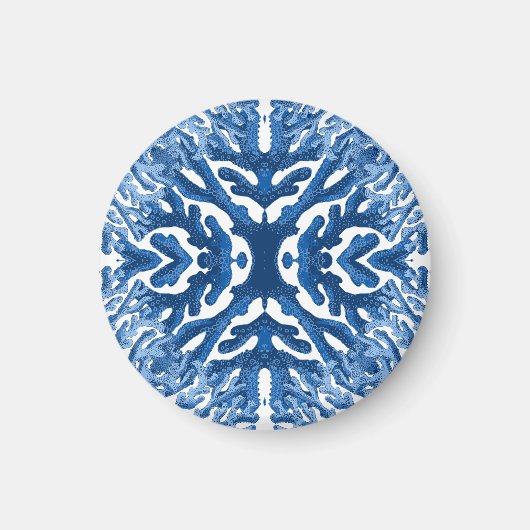 Coral Rococo in Blue Indigo Option 3 Magnet (Vorne)
